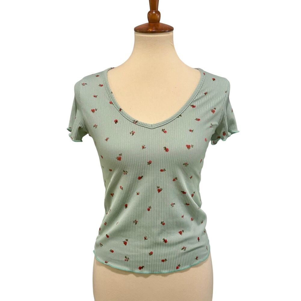 Livi by Olivia Rae Blue Floral Crop Top grunge blossom 90s summer ditsy, size S